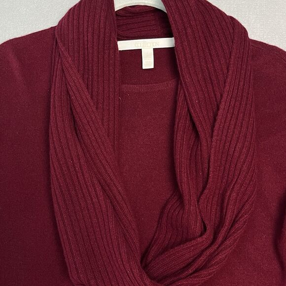 Nordstrom‎ Collection 100% Cashmere Sweater L Burgundy Red Stitch Cowl Neck - Picture 3 of 8
